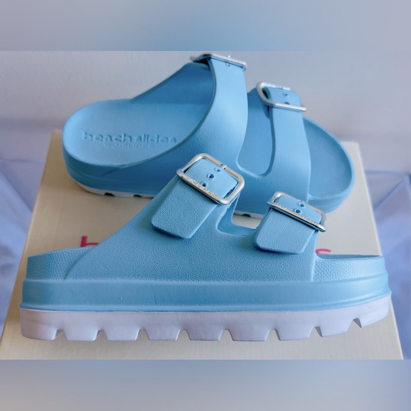 J/Slides SIMPLY B Sky Blue EVA Platform Light Blue - Silver Buckles Size 8 NIB - Picture 13 of 14